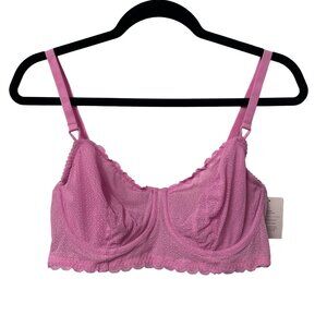 AUDEN BRA DELICATE LACE UNLINED UNDERWIRE ADJUSTABLE STRAPS PINK WOMEN'S 36D NWT
